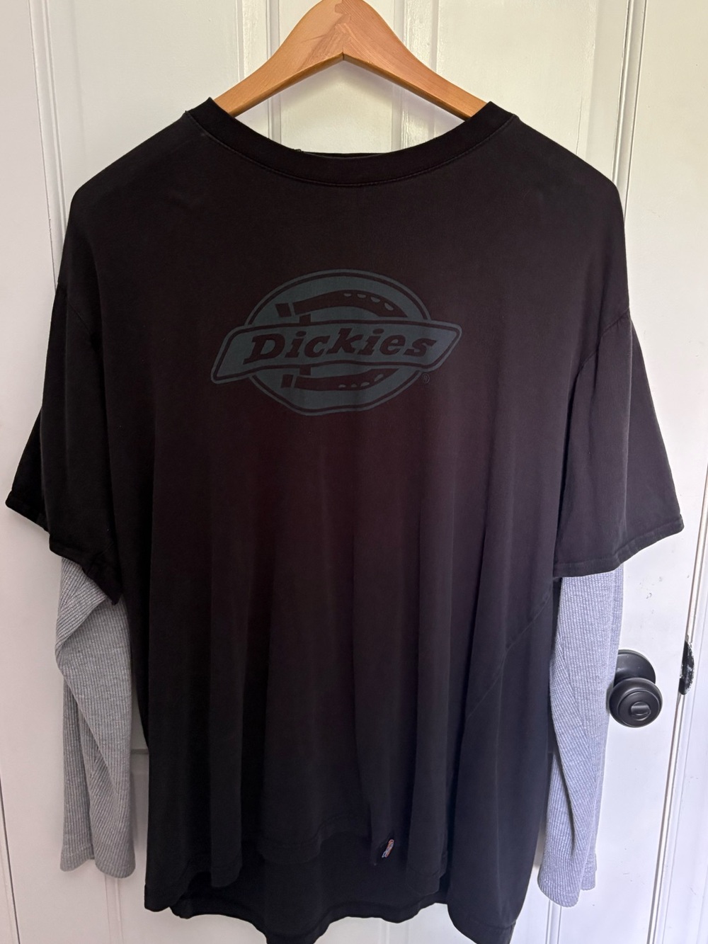 Dickies Black Layered-Look Long Sleeve Tee with Gray Sleeves